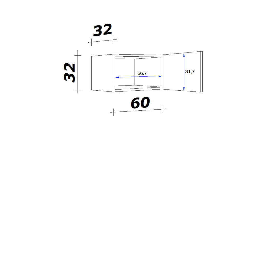 Thumbnail - Hängeschrank Avila Magnolie matt B/H/T: ca. 60x32x32 cm