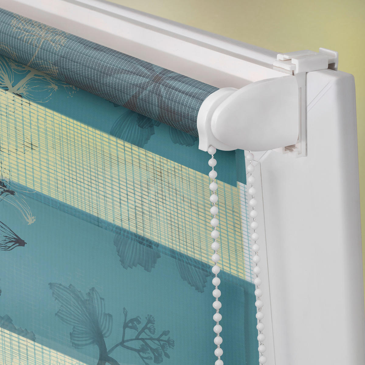 Doppelrollo Duo Aqua Floral blau B/L: ca. 60x150 cm Duo Aqua Floral - blau (60,00/150,00cm) - LICHTBLICK