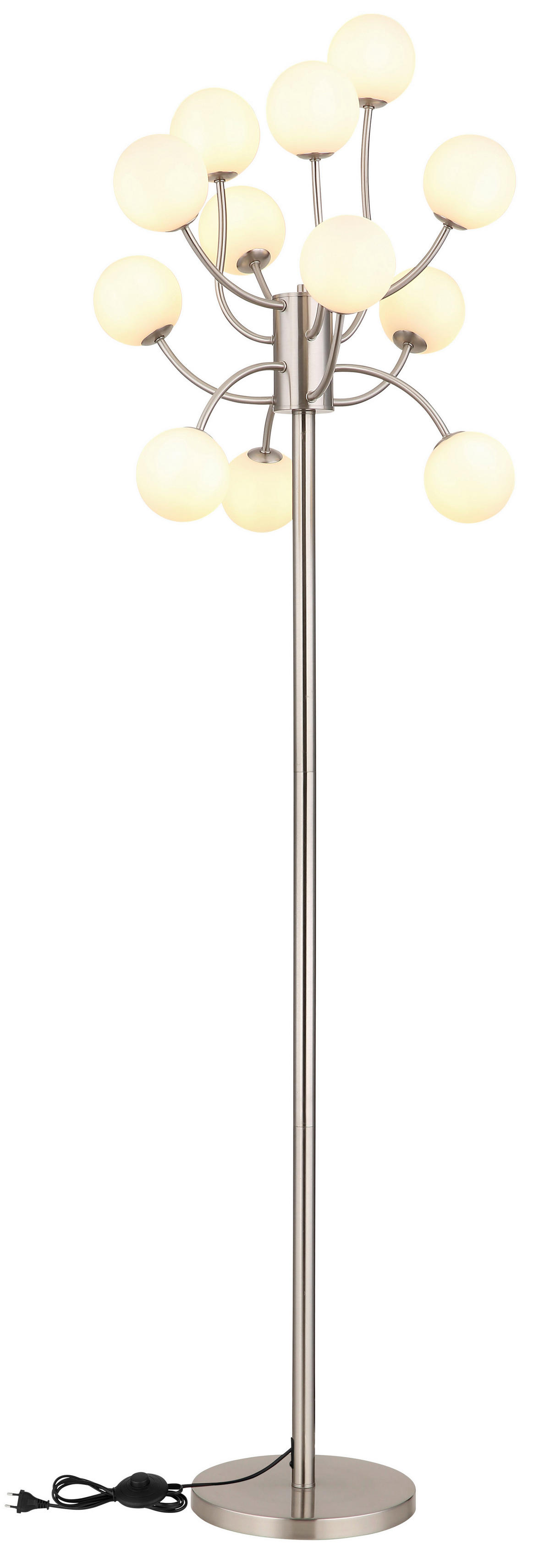 GLOBO Stehleuchte schwarz nickel matt Opal Metall Glas Kunststoff H/D: ca. 200x62 cm G9 12 Brennstellen RIHA - nickel matt/schwarz (62,00/200,00cm) - GLOBO