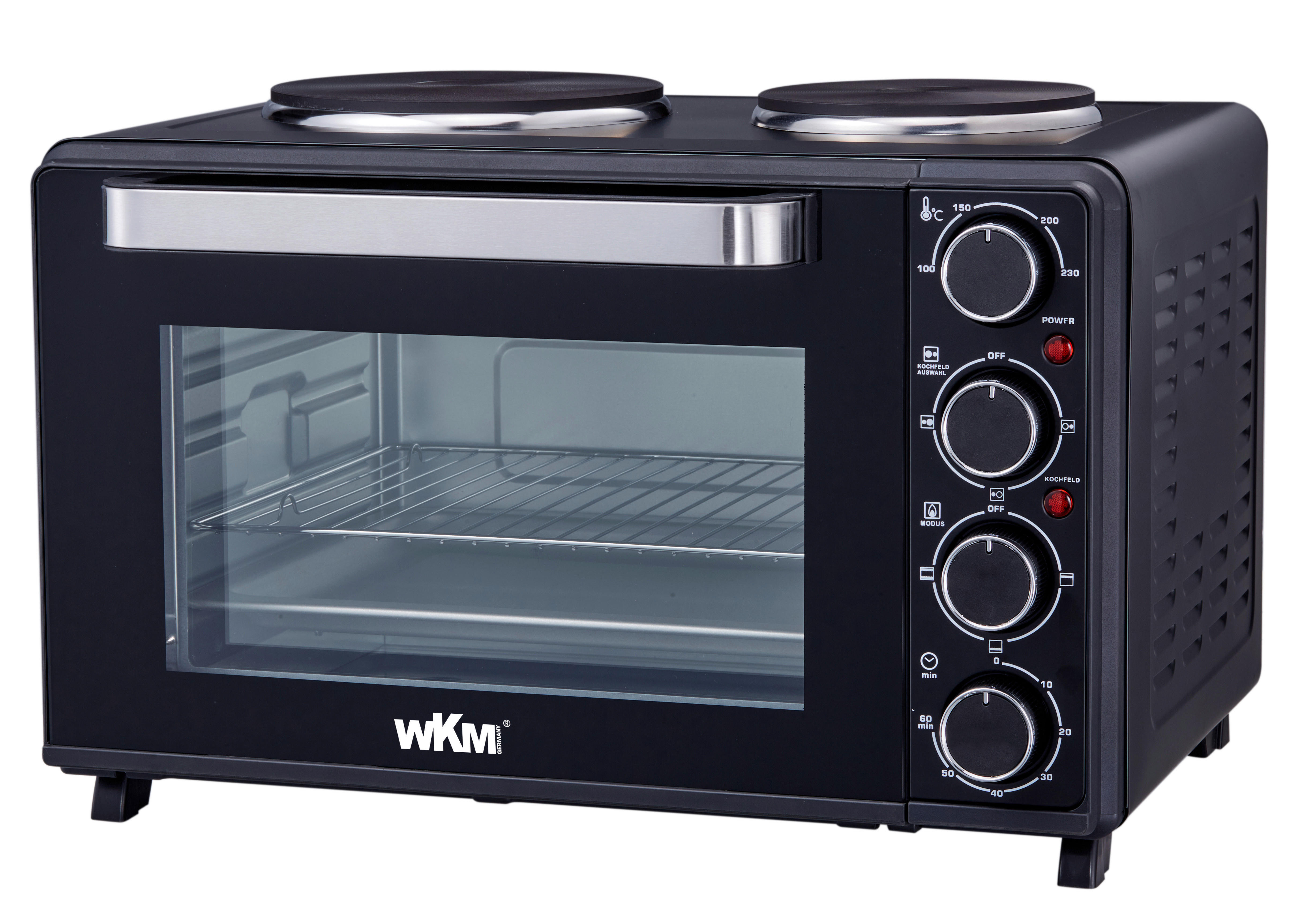 WKM Backofen TO-3200.30L schwarz Metall B/H/L: ca. 43,3x39x56,1 cm Mini-Backofen KP TO-3200.30L - schwarz (56,10/43,30/39,00cm) - WKM