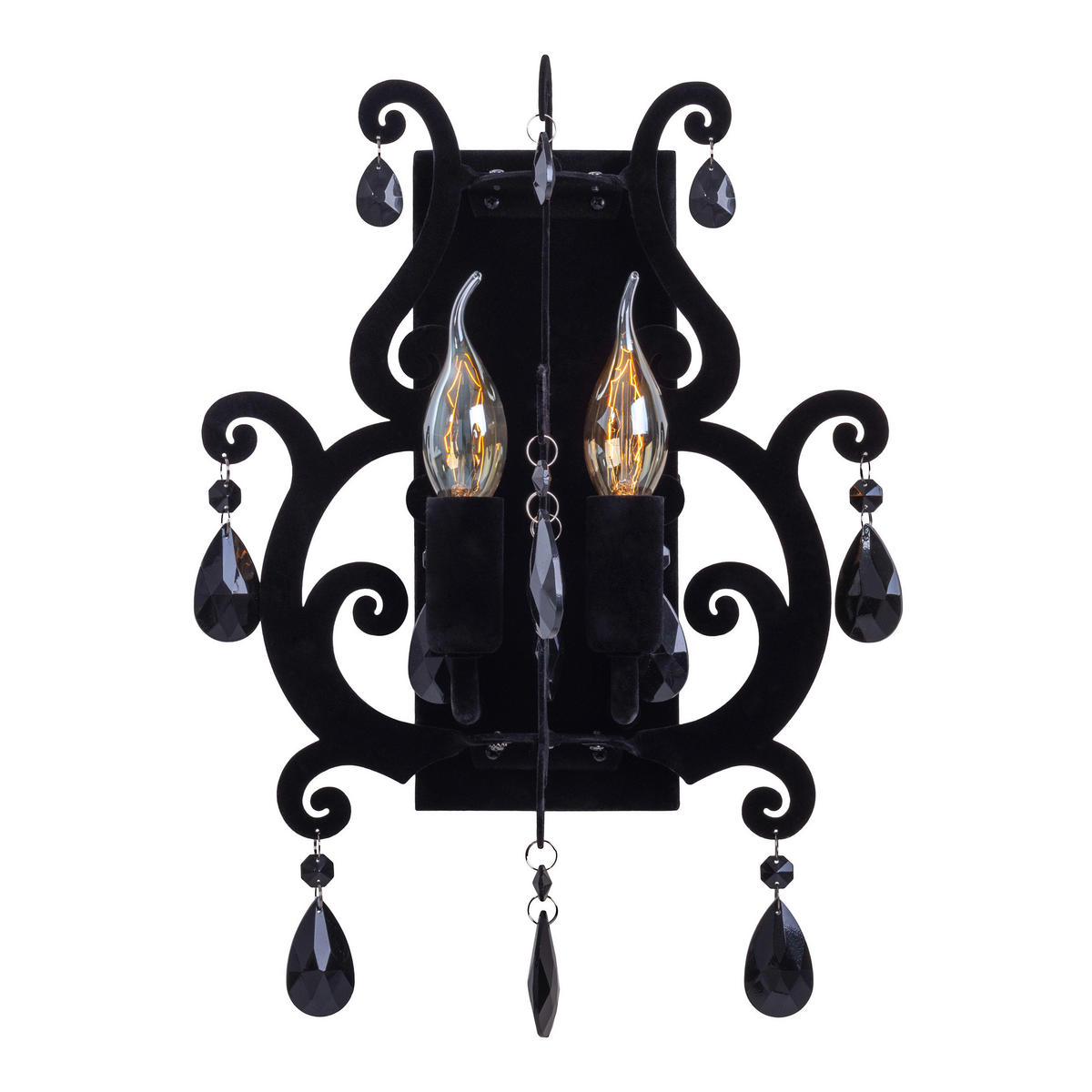 Näve Leuchten Wandleuchte 183122 schwarz Glas Metall B/H/T: ca. 30x40x20 cm E14 2 Brennstellen Black Velvet - schwarz (30,00/40,00/20,00cm) - Näve Leuchten