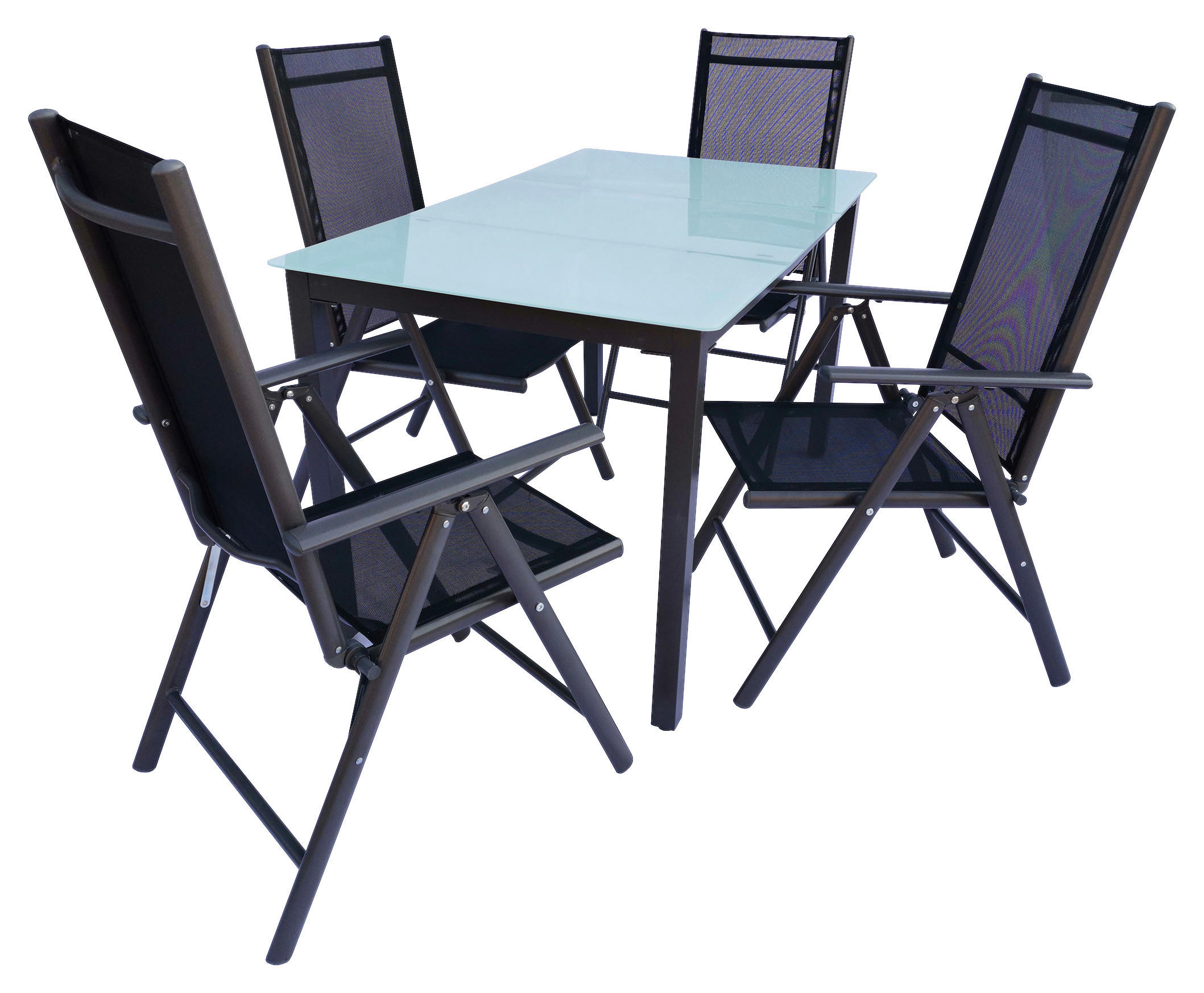 VCM Gartensitzgruppe anthrazit Aluminium B/H/T: ca. 56x105x65 cm Gartensitz-Essgruppe_5tlg. - anthrazit (56,00/105,00/65,00cm) - VCM