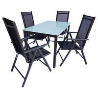 VCM Gartensitzgruppe anthrazit Aluminium B/H/T: ca. 56x105x65 cm Gartensitz-Essgruppe_5tlg. - anthrazit (56,00/105,00/65,00cm) - VCM