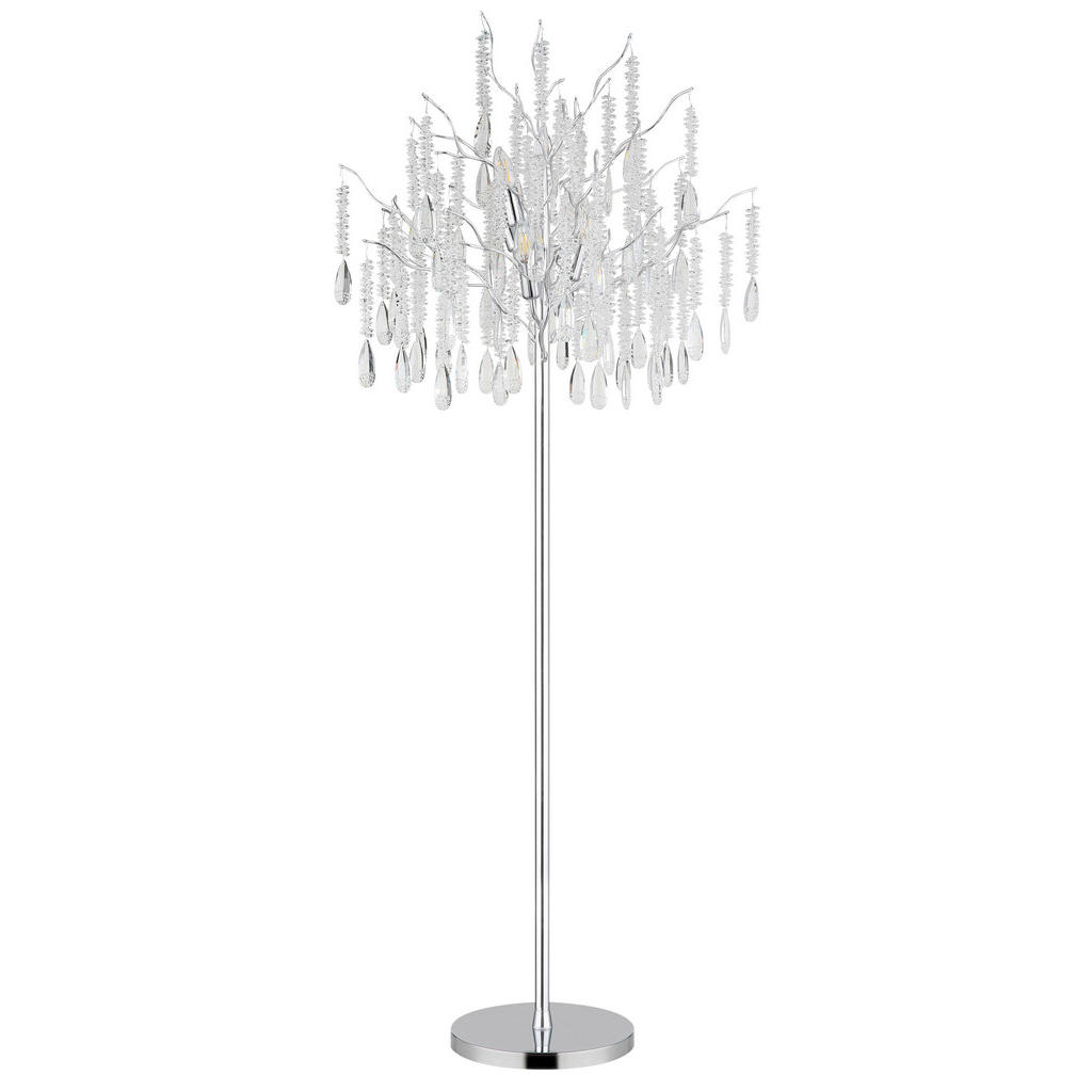 Thumbnail - GLOBO Stehleuchte gold klar amber Metall Glas H/D: ca. 165x55 cm E14 5 Brennstellen