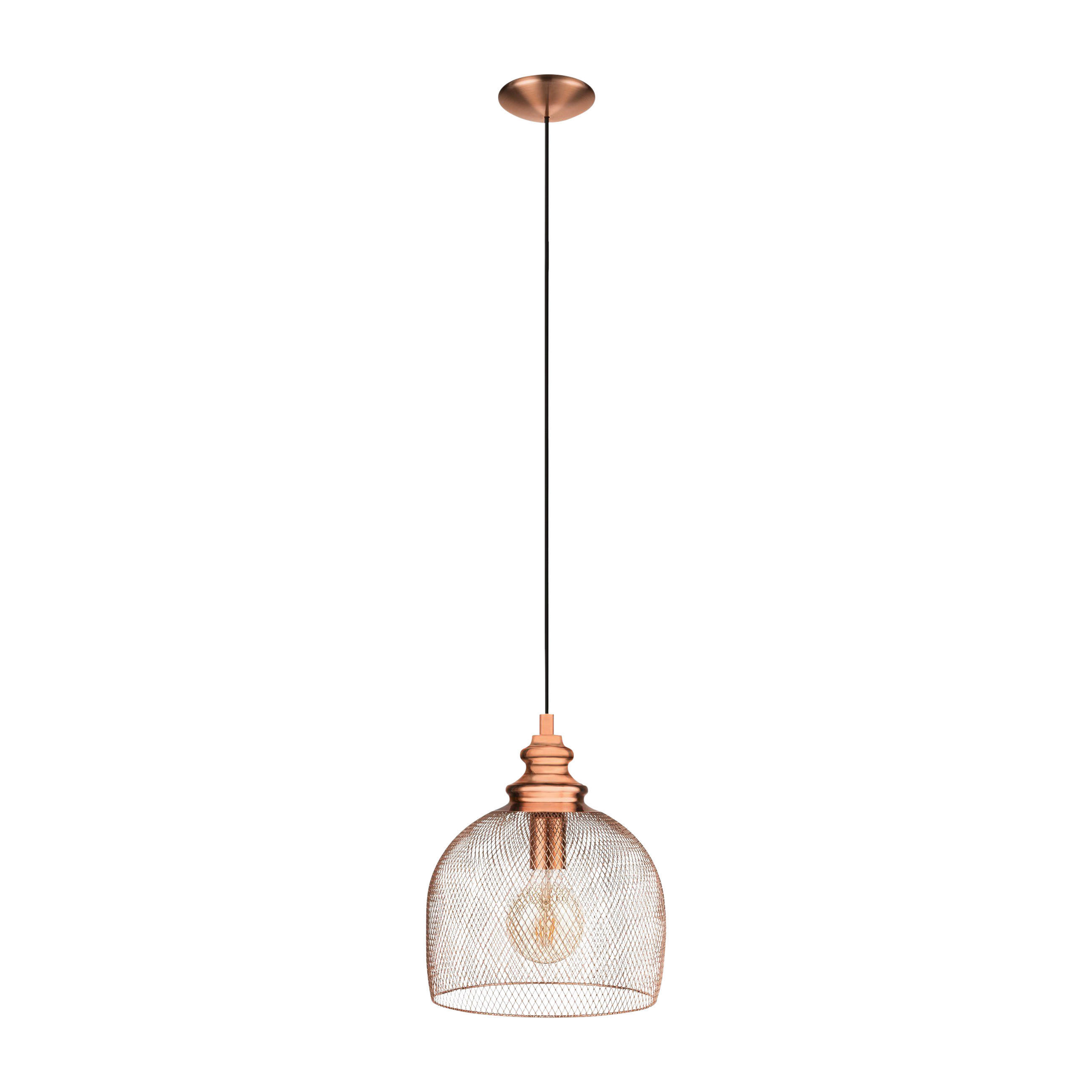 Eglo Pendelleuchte Kupfer Metall B/H/L: ca. 28x110x28 cm E27 1 Brennstellen Straiton - Kupfer (28,00/28,00/110,00cm) - Eglo