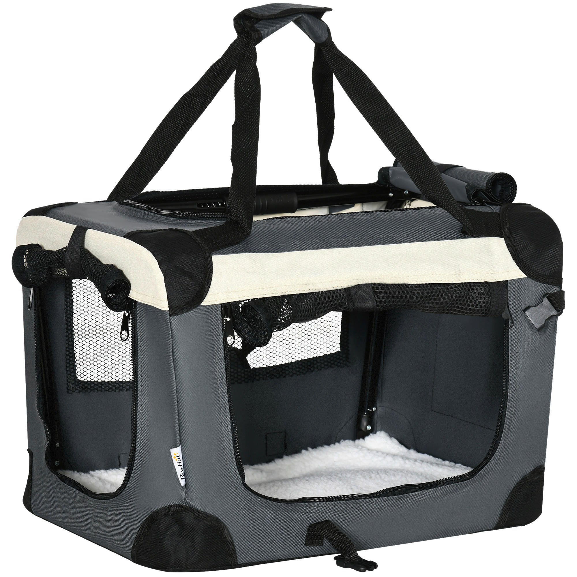 PawHut Tragetasche für Haustiere grau Stahl B/H/L: ca. 33,5x35x50,5 cm Tragetasche für Haustiere - schwarz/grau (50,50/33,50/35,00cm) - PawHut