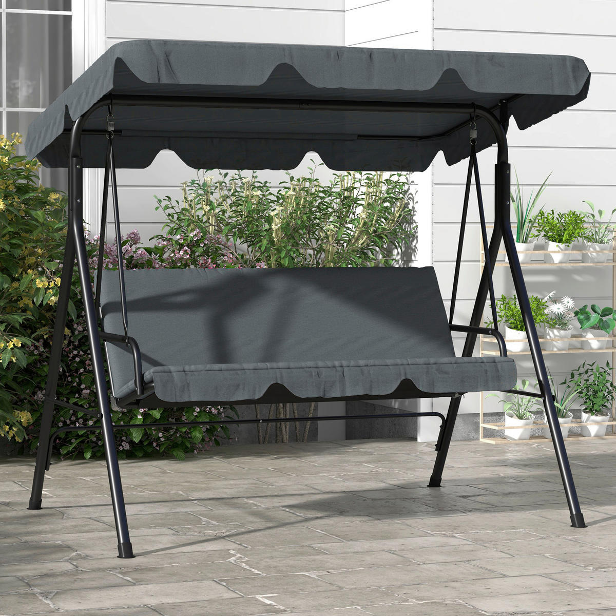 Outsunny Hollywoodschaukel grau Polyester B/H/L: ca. 110x153x172 cm Hollywoodschaukel - grau (172,00/110,00/153,00cm) - Outsunny