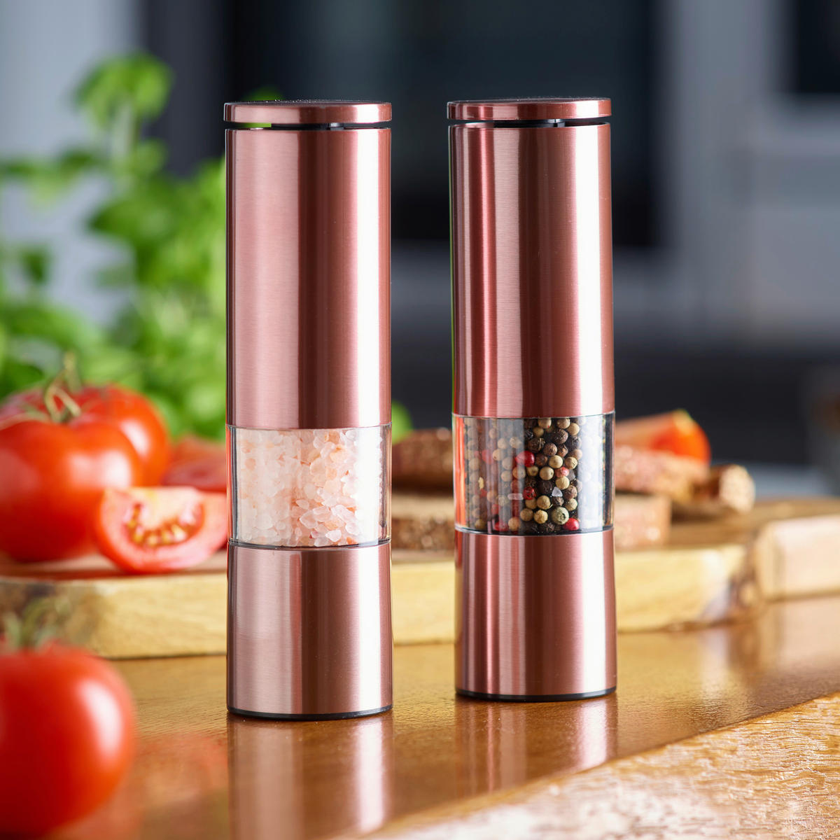 ECHTWERK Salz-/Pfefferstreuer Kupfer Edelstahl B/H/L: ca. 5,5x19,5x11 cm Salz-/Pfeffermühlenset_2tlg. - Kupfer (11,00/5,50/19,50cm) - ECHTWERK