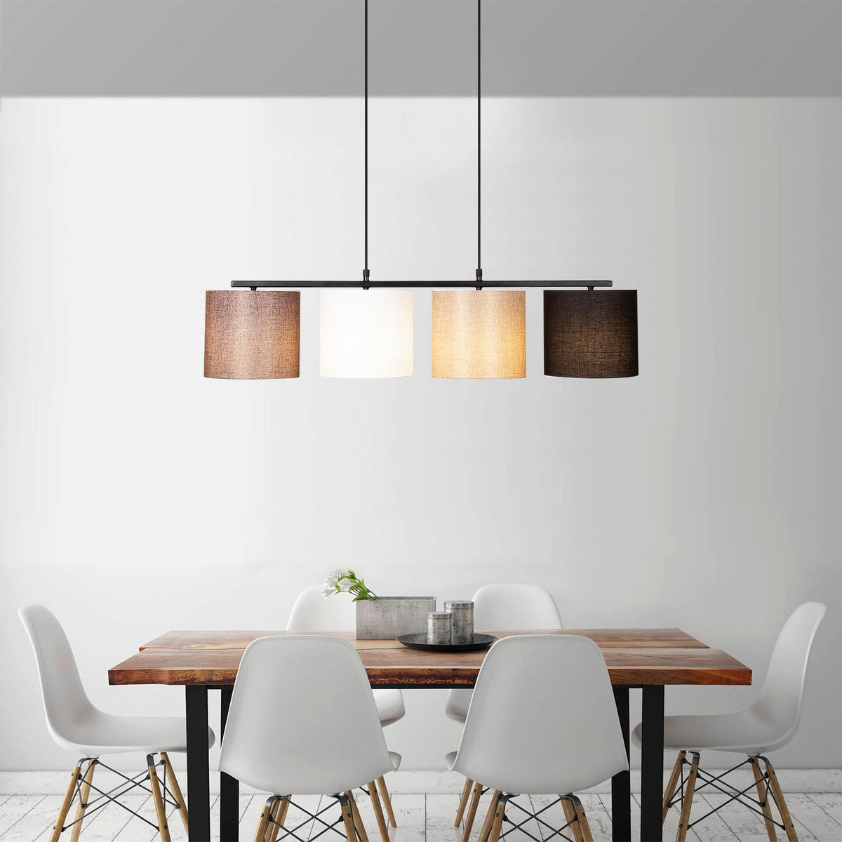 Opviq Pendelleuchte Valiz-4721 weiß schwarz B/H/T/L: ca. 110x120x25x110 cm E27 4 Brennstellen Valiz - weiß/schwarz (110,00/110,00/120,00cm) - Opviq