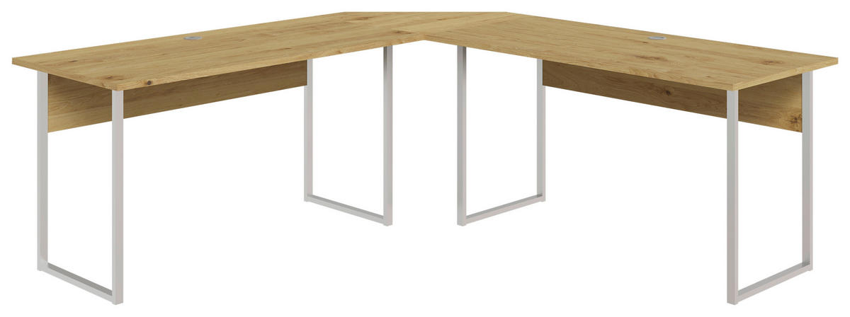 Winkelschreibtisch  Eiche Artisan Nachbildung weiß B/H/T: ca. 204x74x204 cm Princeton_Winkelschreibtisch - Eiche/weiß (204,00/74,00/204,00cm)