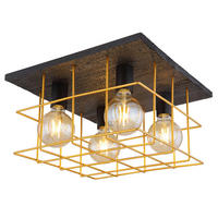 GLOBO Deckenleuchte gold schwarz Metall B/H/T: ca. 40x26x40 cm E27 4 Brennstellen MERRIL - gold/schwarz (40,00/26,00/40,00cm) - GLOBO