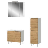 Badezimmer-Set 7965-559 weiß Eiche Grand-Son Nachbildung B/H/T: ca. 109x190x34 cm 7965-559 - Eiche/weiß (109,00/190,00/34,00cm) - Germania