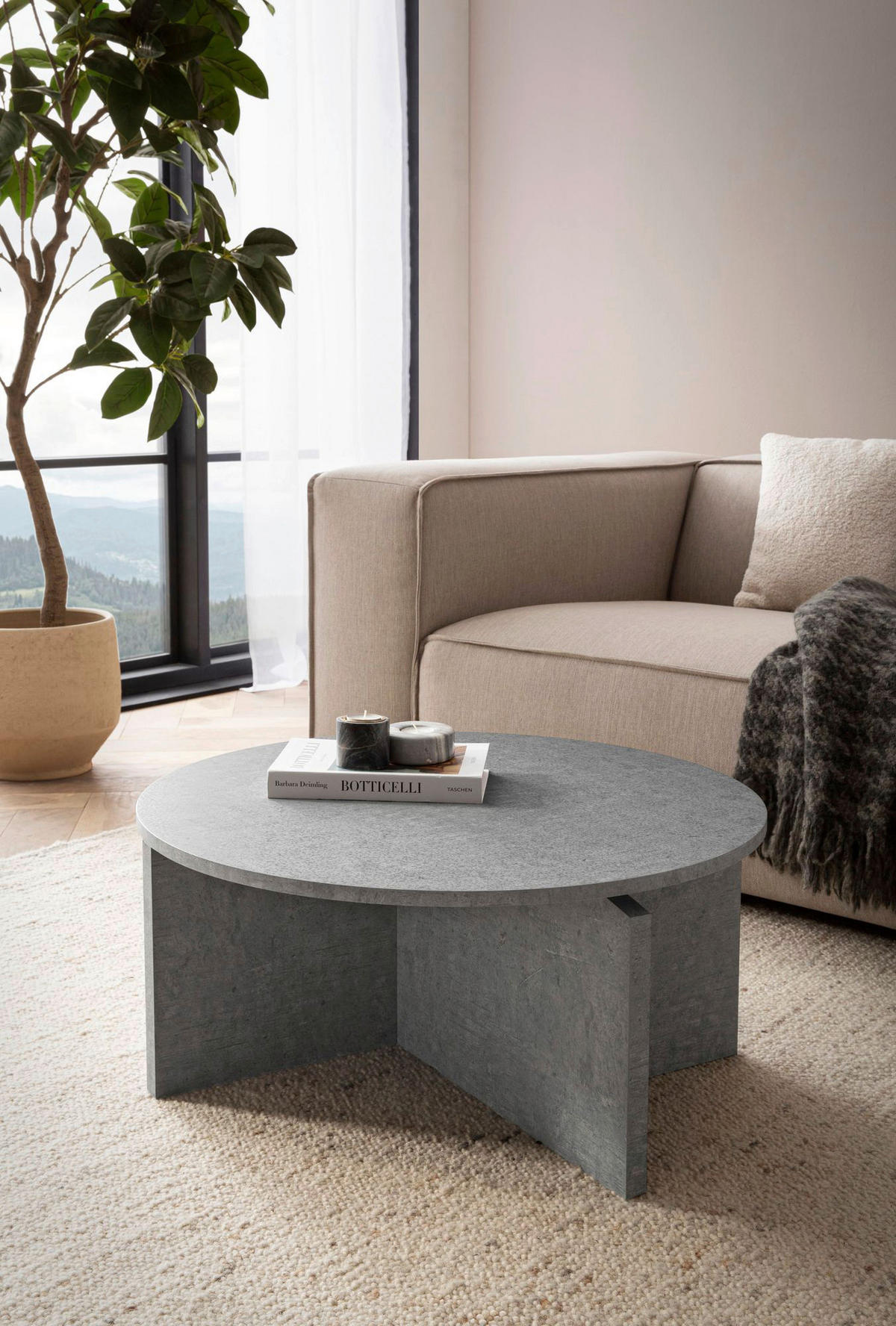 Couchtisch Beton Optik H/D: ca. 33x70 cm Couchtisch - Beton (70,00/33,00cm) - Wohnling