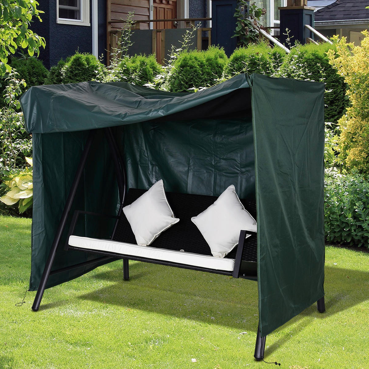 Outsunny Abdeckung für Hollywoodschaukel dunkelgrün Polyester-Mischgewebe B/H/L: ca. 114x152x177 cm Abdeckung_Hollywoodschaukel - dunkelgrün (177,00/114,00/152,00cm) - Outsunny