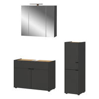 Badezimmer-Set 7841-549 Graphit Eiche Navarra Nachbildung B/H/T: ca. 129x200x34 cm 7841-549 - Eiche/Graphit (129,00/200,00/34,00cm) - Germania