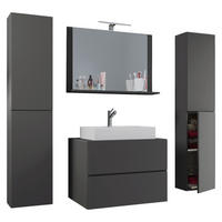Waschplatz 5tlg-Lendas weiß anthrazit B/H/T: ca. 60x52x52 cm 5tlg-Lendas - weiß/anthrazit (60,00/52,00/52,00cm) - VCM Möbel