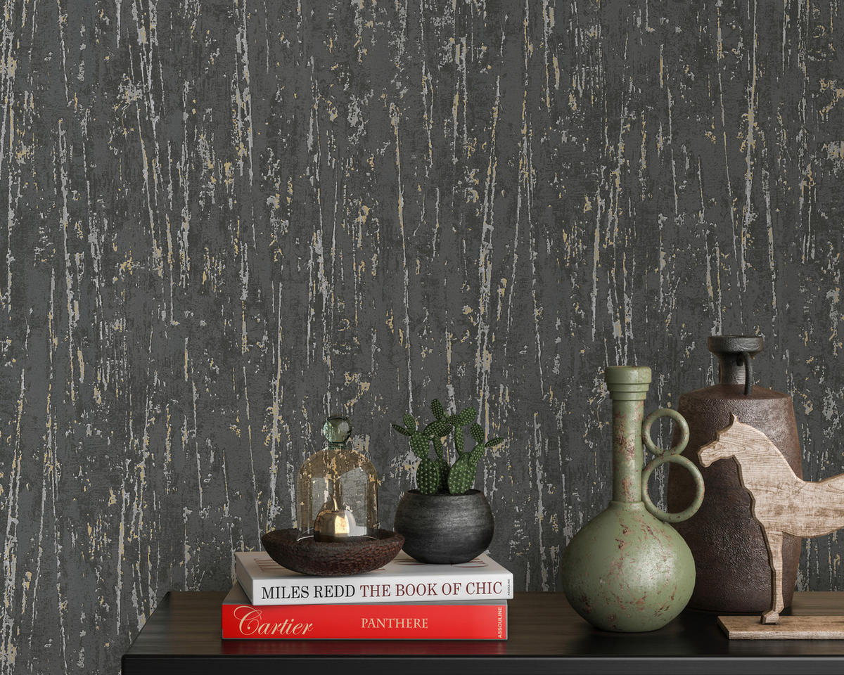 Erismann Vliestapete Struktur schwarz B/L: ca. 53x1005 cm Vliestapete_10348-15 - schwarz (53,00/1005,00cm) - Erismann