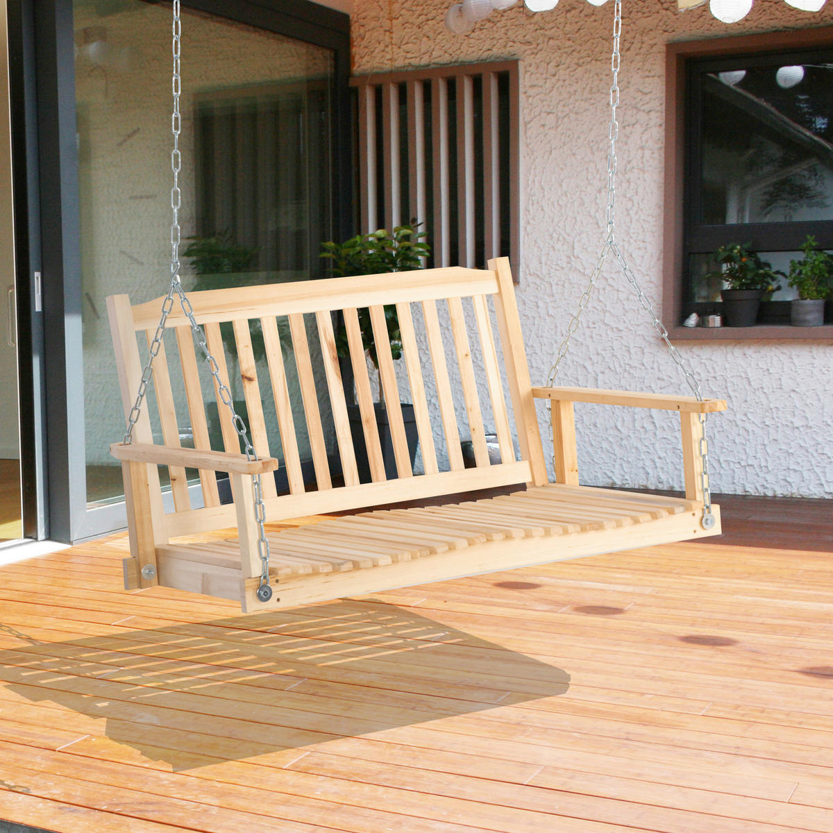 Outsunny Hängebank natur Holz B/H/L: ca. 69x60x117 cm Hängebank - natur (117,00/69,00/60,00cm) - Outsunny