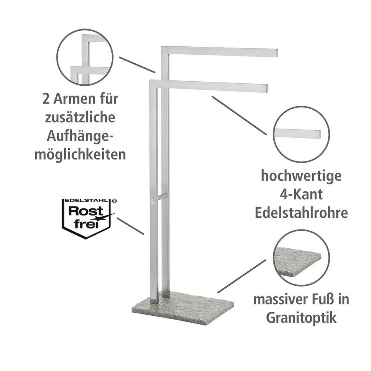 Doppel-Handtuchhalter grau Edelstahl B/H/T: ca. 44x87x20 cm Handtuchständer_2-armig - grau (44,00/87,00/20,00cm) - WENKO