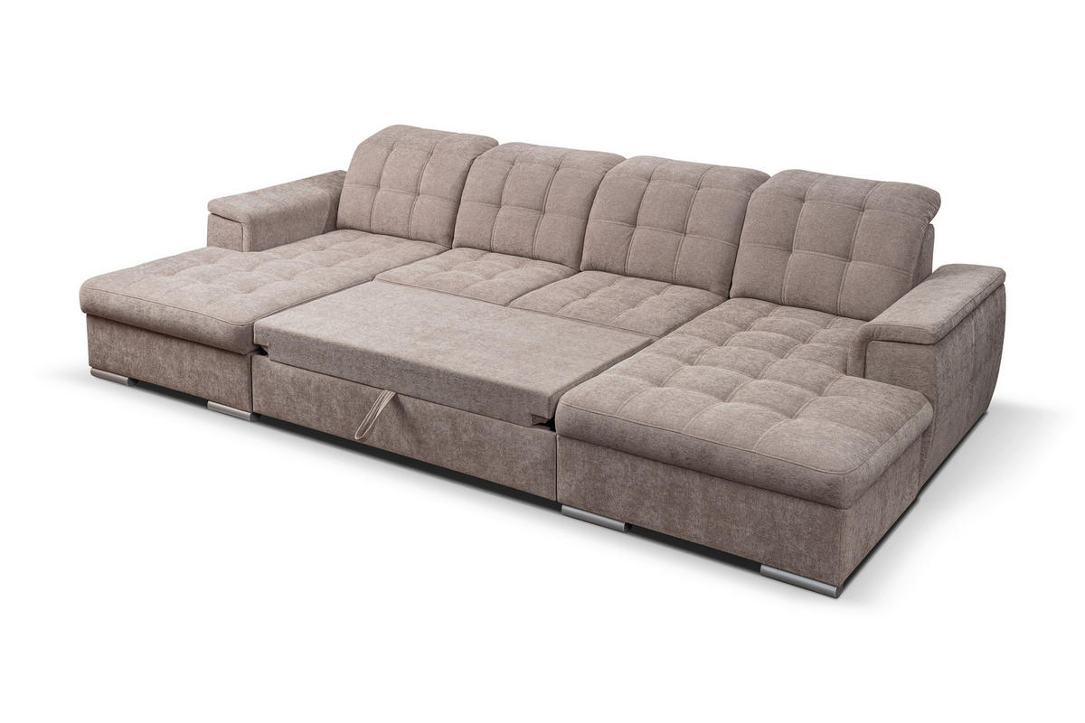 Wohnlandschaft Nadja stone Microfaser B/H/T: ca. 330x105x174 cm Nadja - schwarz/stone (330,00/105,00/174,00cm)