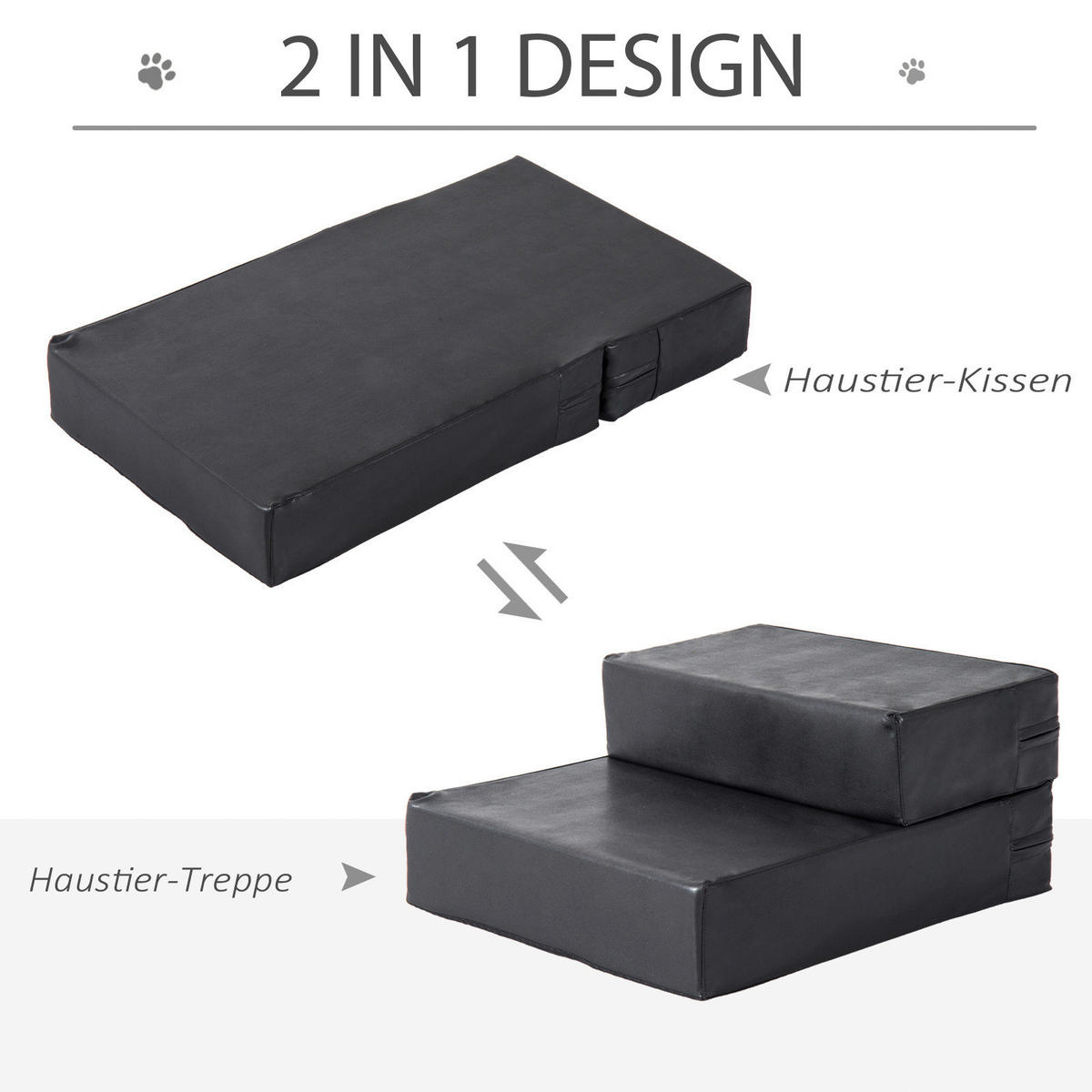 PawHut Hundetreppe schwarz Schaumstoff B/H/L: ca. 39x20x67 cm Hundetreppe - schwarz (67,00/39,00/20,00cm) - PawHut