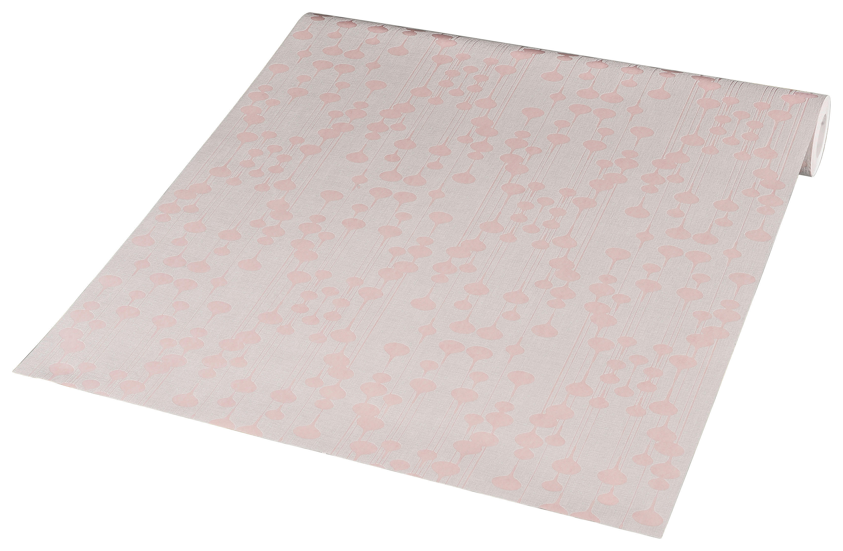Vliestapete Tropfen grau rosa B/L: ca. 53x1005 cm