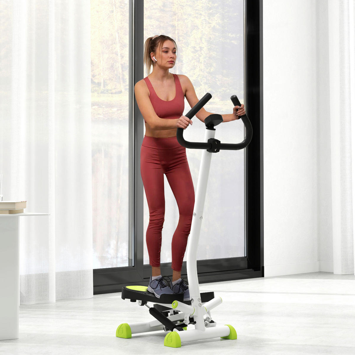 HOMCOM Steppmaschine grün Stahl B/H/L: ca. 44x108x55 cm Steppmaschine - schwarz/grün (55,00/44,00/108,00cm) - HOMCOM
