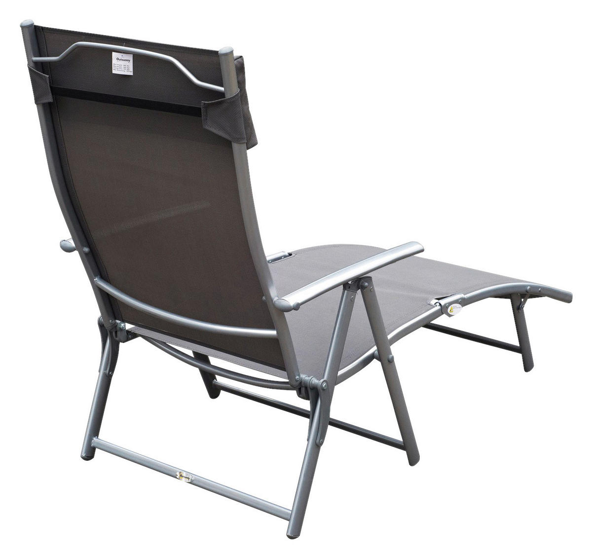 Outsunny Gartenliege grau Metall B/H/L: ca. 63,5x100,5x137 cm Gartenliege_mit_Kissen - grau (137,00/63,50/100,50cm) - Outsunny