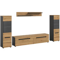 Wohnwand Canu basaltgrau Nachbildung Artisan Oak Nachbildung B/H/T: ca. 272x141x33 cm Canu - basaltgrau (272,00/141,00/33,00cm) - xonox.home