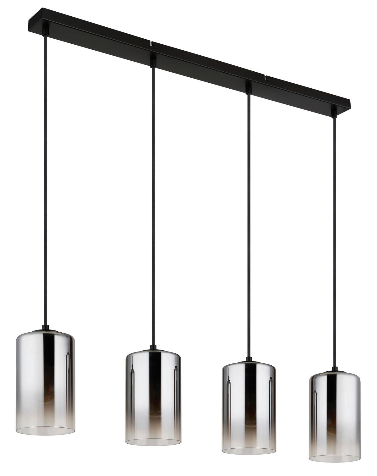 GLOBO Pendelleuchte ROY 30240408 Rauch schwarz klar Metall Glas B/H/L: ca. 86x120x12 cm E27 4 Brennstellen ROY - klar/schwarz (12,00/86,00/120,00cm) - GLOBO