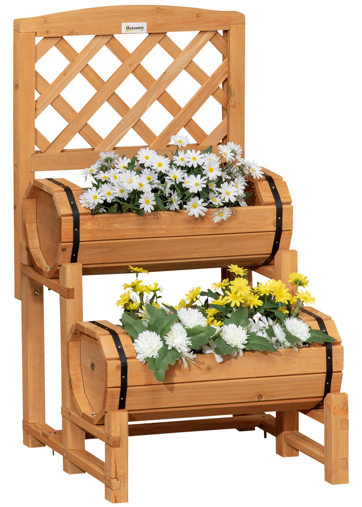 Outsunny Blumenkasten mit Rankgitter Blumenkasten_mit_Rankgitter - gelb (45,00/45,00/80,00cm) - Outsunny