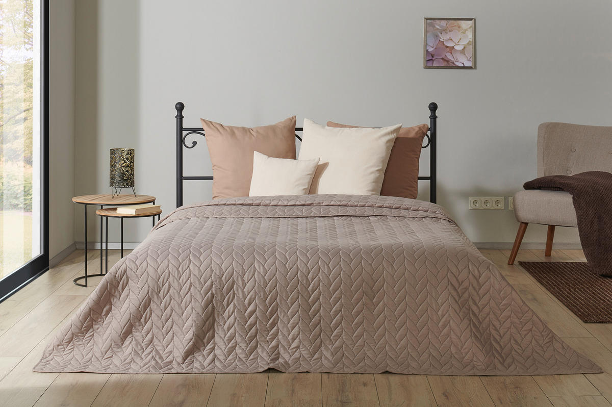 Tagesdecke Tagesdecke_Zopfmuster taupe - taupe (220,00/240,00cm)