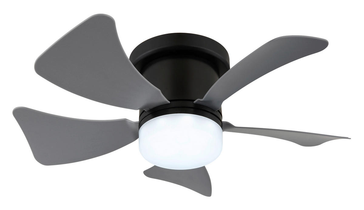 GLOBO Deckenventilator Opal grau mattschwarz H/D: ca. 13x40,6 cm max. 10 W Hines - Opal/mattschwarz (40,60/13,00cm) - GLOBO