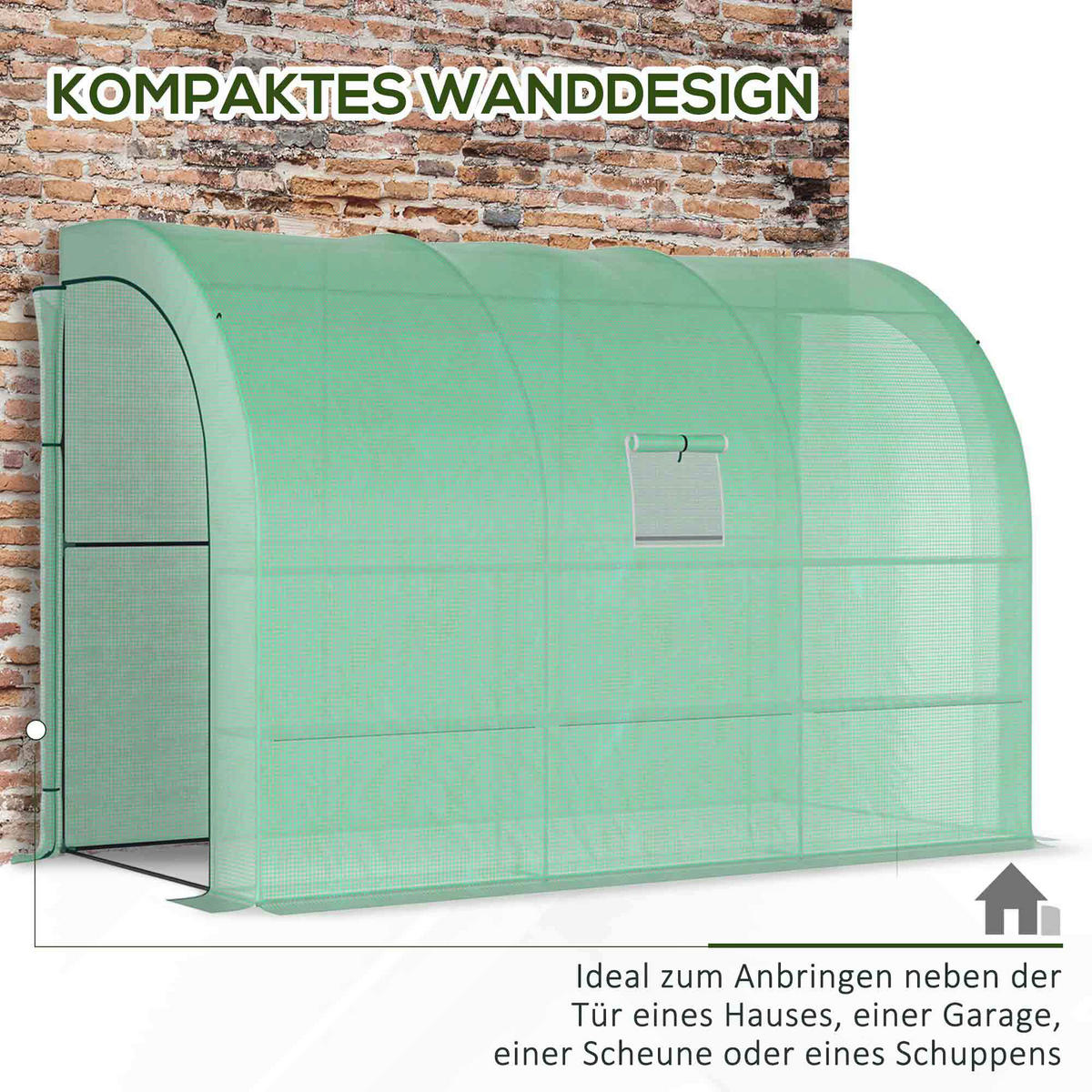 Outsunny Gewächshaus B/H/L: ca. 150x213x300 cm Gewächshaus - grün (300,00/150,00/213,00cm) - Outsunny