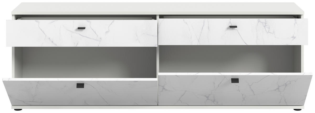 TV-Lowboard Stone weiß Marmoroptik B/H/T: ca. 180x62x41 cm Stone - weiß/Marmoroptik (180,00/62,00/41,00cm)