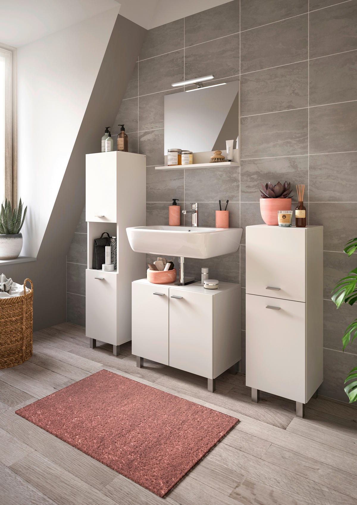 Badezimmer-Set BOSTON weiß B/H/T: ca. 137x186x33 cm BOSTON - weiß (137,00/186,00/33,00cm) - xonox.home