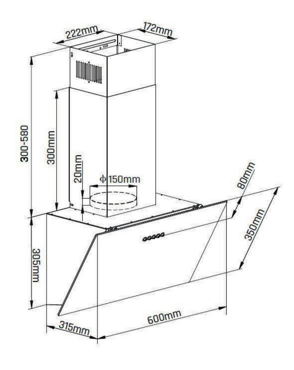 Mican Dunstabzugshaube KHA400MOFSA schwarz Metall B/H/T: ca. 60x60,5x31,5 cm KHA400MOFSA - schwarz (60,00/60,50/31,50cm) - Mican