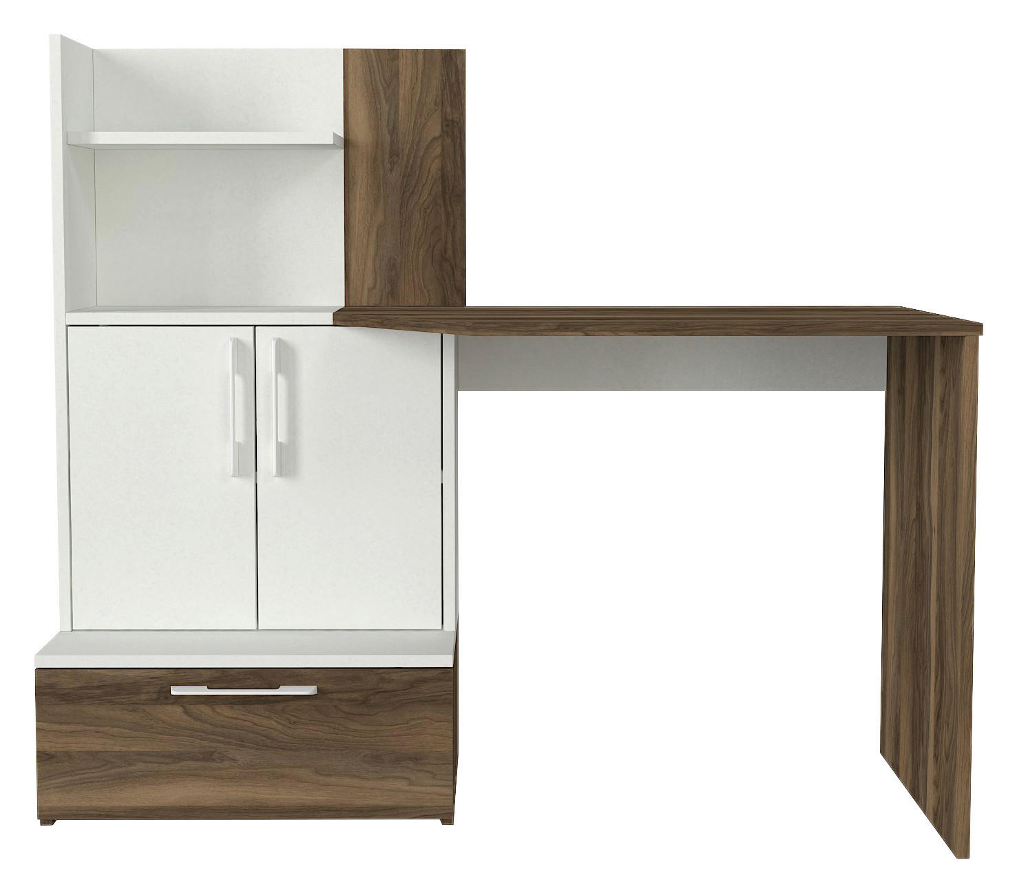 Schreibtisch Padora walnuss Nachbildung weiß B/H/T: ca. 131x115x60 cm Padora - weiß/walnuss (131,00/115,00/60,00cm) - moebel17