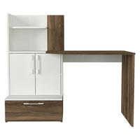 Schreibtisch Padora walnuss Nachbildung weiß B/H/T: ca. 131x115x60 cm Padora - weiß/walnuss (131,00/115,00/60,00cm) - moebel17