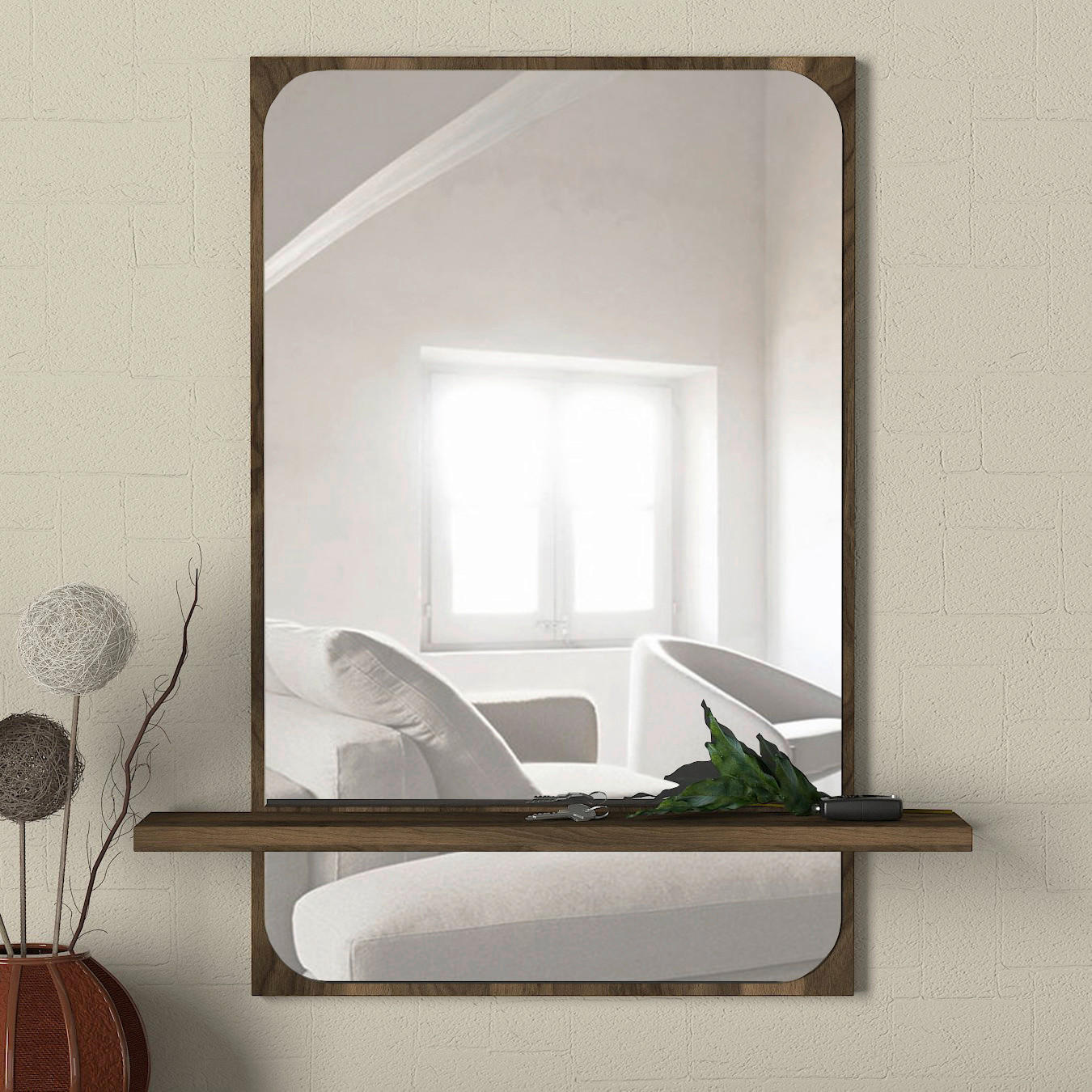 Wandspiegel Ekol walnuss Nachbildung B/H/T: ca. 45x72x12 cm Ekol - walnuss (45,00/72,00/12,00cm) - moebel17