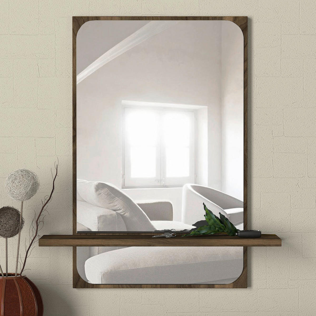 Wandspiegel Ekol walnuss Nachbildung B/H/T: ca. 45x72x12 cm Ekol - walnuss (45,00/72,00/12,00cm) - moebel17