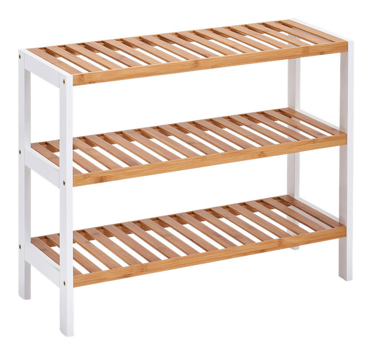 Zeller Schuhregal weiß Bambus B/H/T: ca. 70x54x26 cm Schuhregal_mit_3_Ablagen - weiß/natur (70,00/54,00/26,00cm) - Zeller