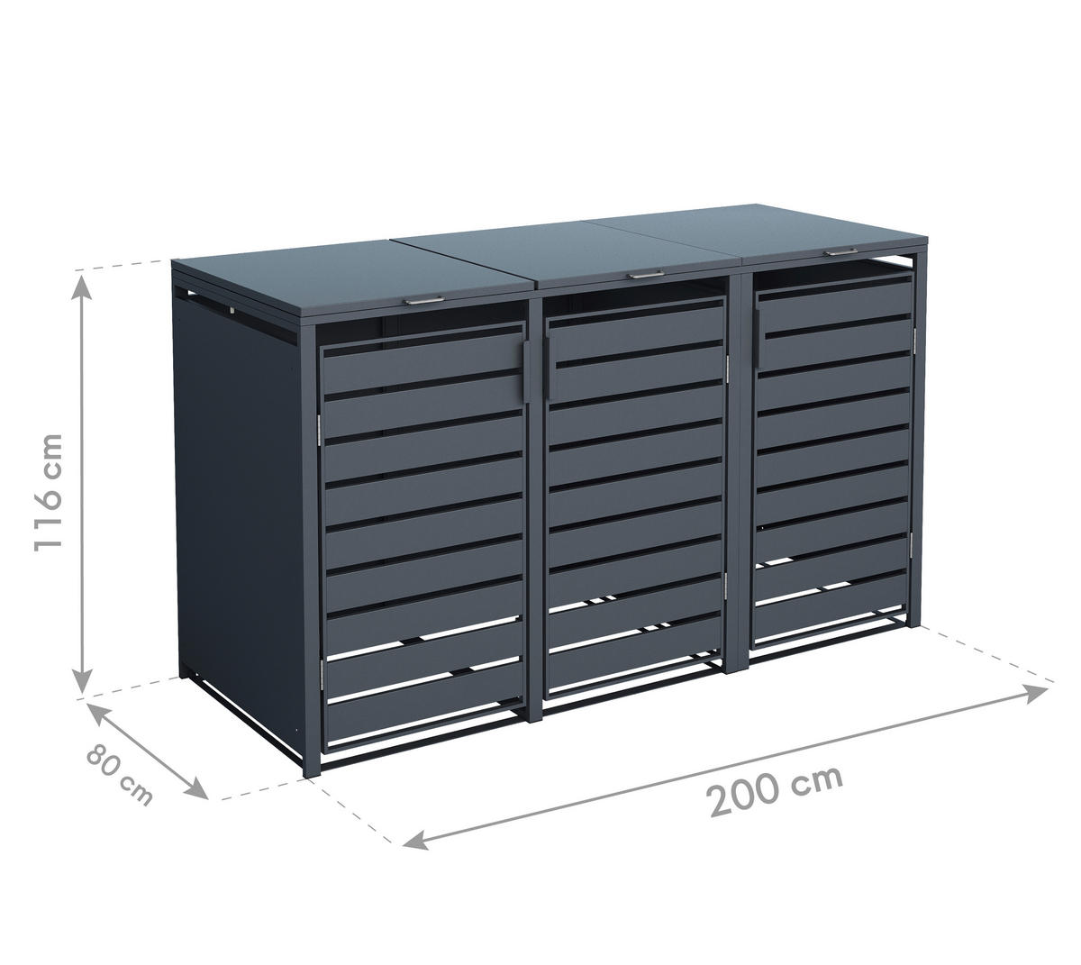 Westmann Mülltonnenbox3-fach Kubus 3-fach Kubus - anthrazit (200,00/116,00/80,00cm) - Westmann
