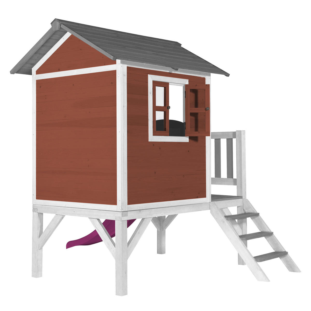 AXI Spielhaus Lodge XL rot B/H/T: ca. 240x189x167 cm Lodge XL - lila/weiß (240,00/189,00/167,00cm) - AXI