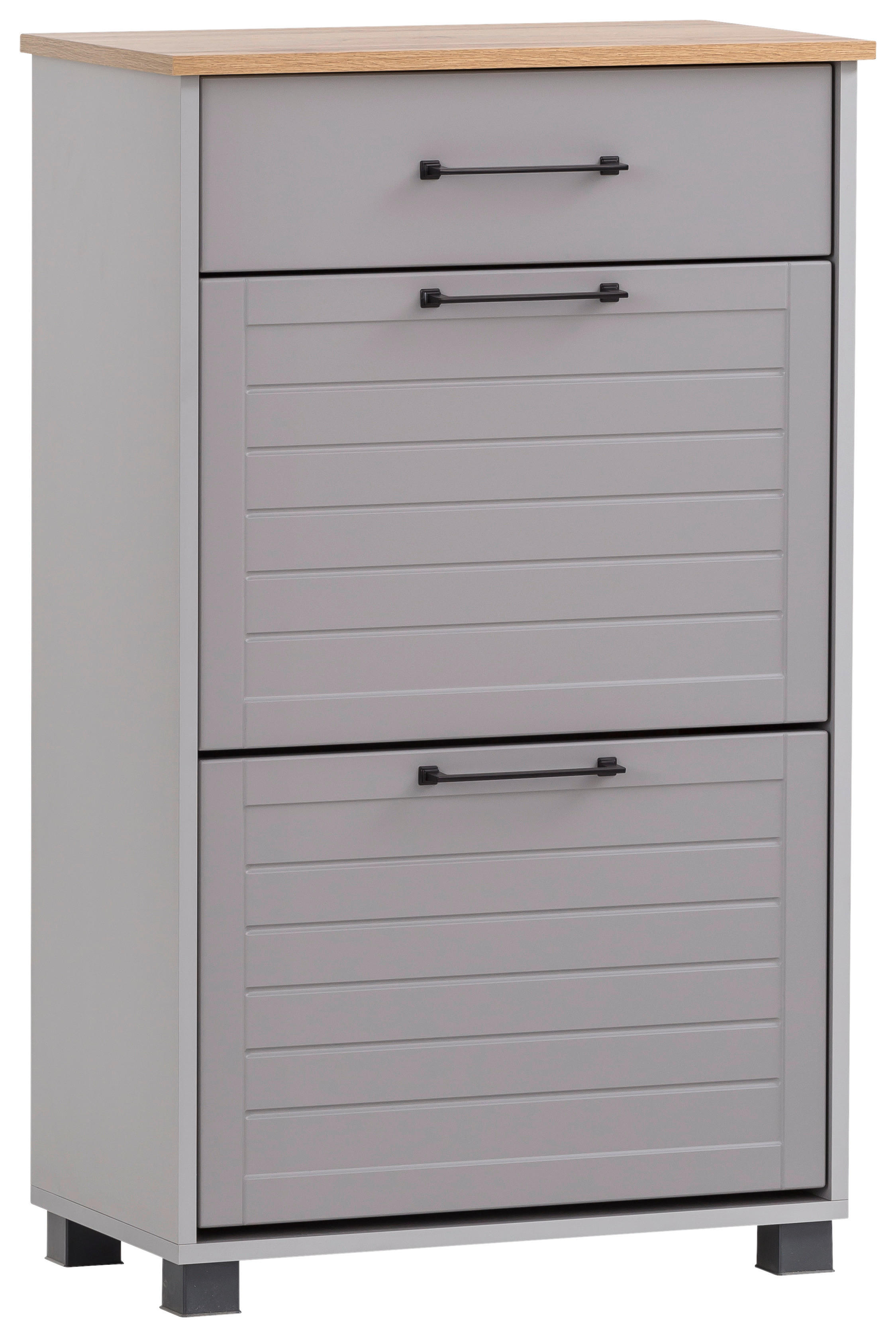 Schuhschrank Jelda platin grau Eiche Landhaus Nachbildung B/H/T: ca. 62x102x34,1 cm Jelda - Eiche/platin (62,00/102,00/34,10cm) - Möbelpartner