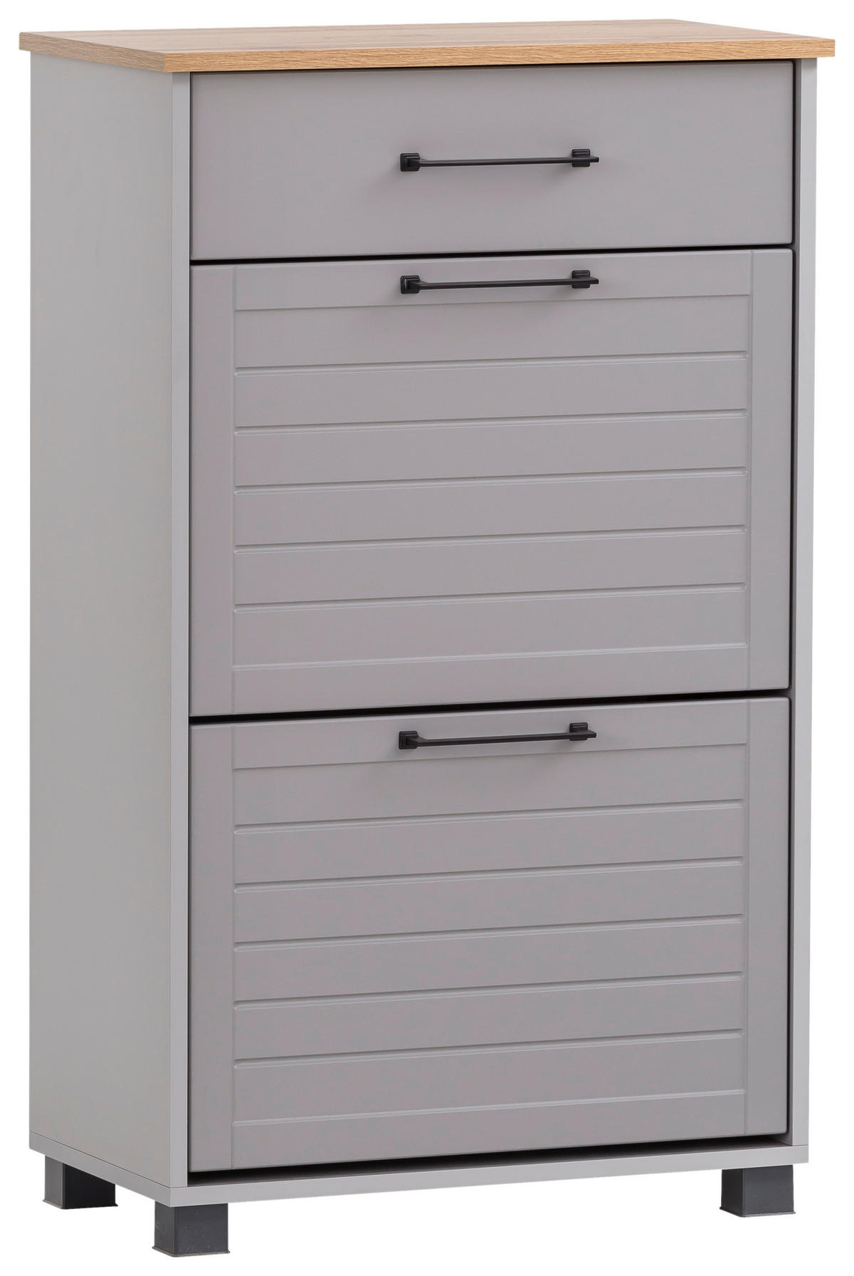 Schuhschrank Jelda platin grau Eiche Landhaus Nachbildung B/H/T: ca. 62x102x34,1 cm Jelda - Eiche/platin (62,00/102,00/34,10cm) - Möbelpartner