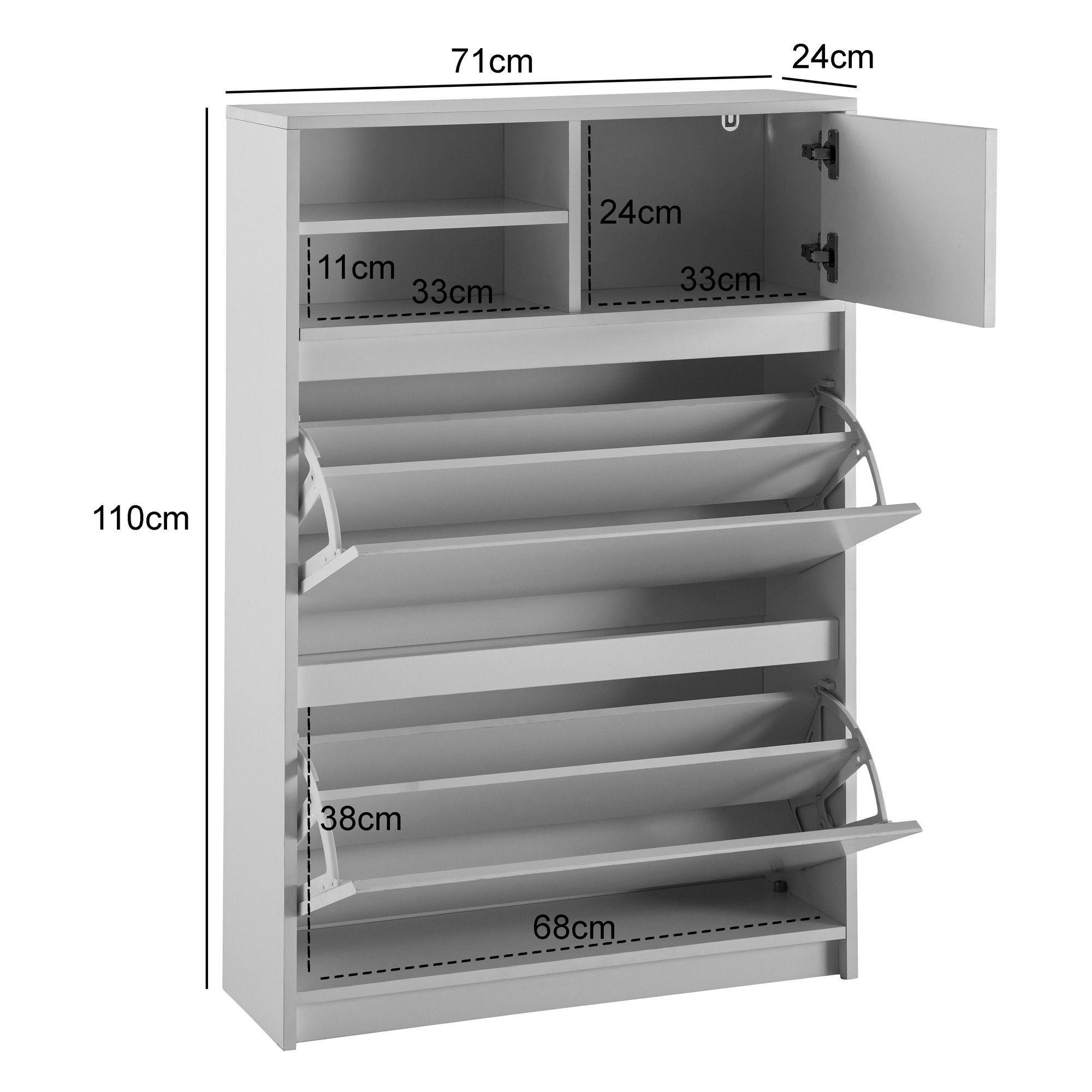 Thumbnail - Schuhschrank weiß B/H/T: ca. 71x110x24 cm