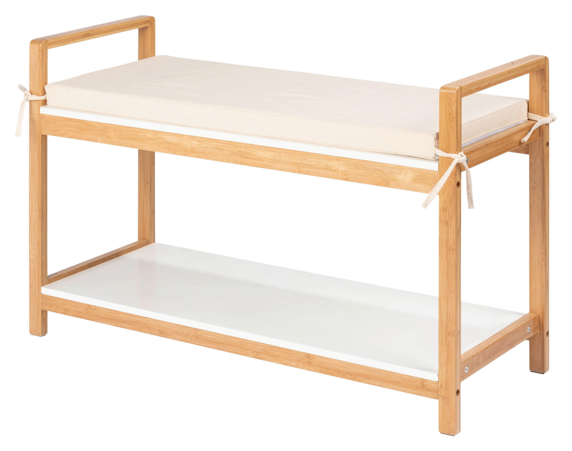 Schuhbank Finja weiß Bambus B/H/T: ca. 90x55x34 cm Finja - weiß (90,00/55,00/34,00cm)