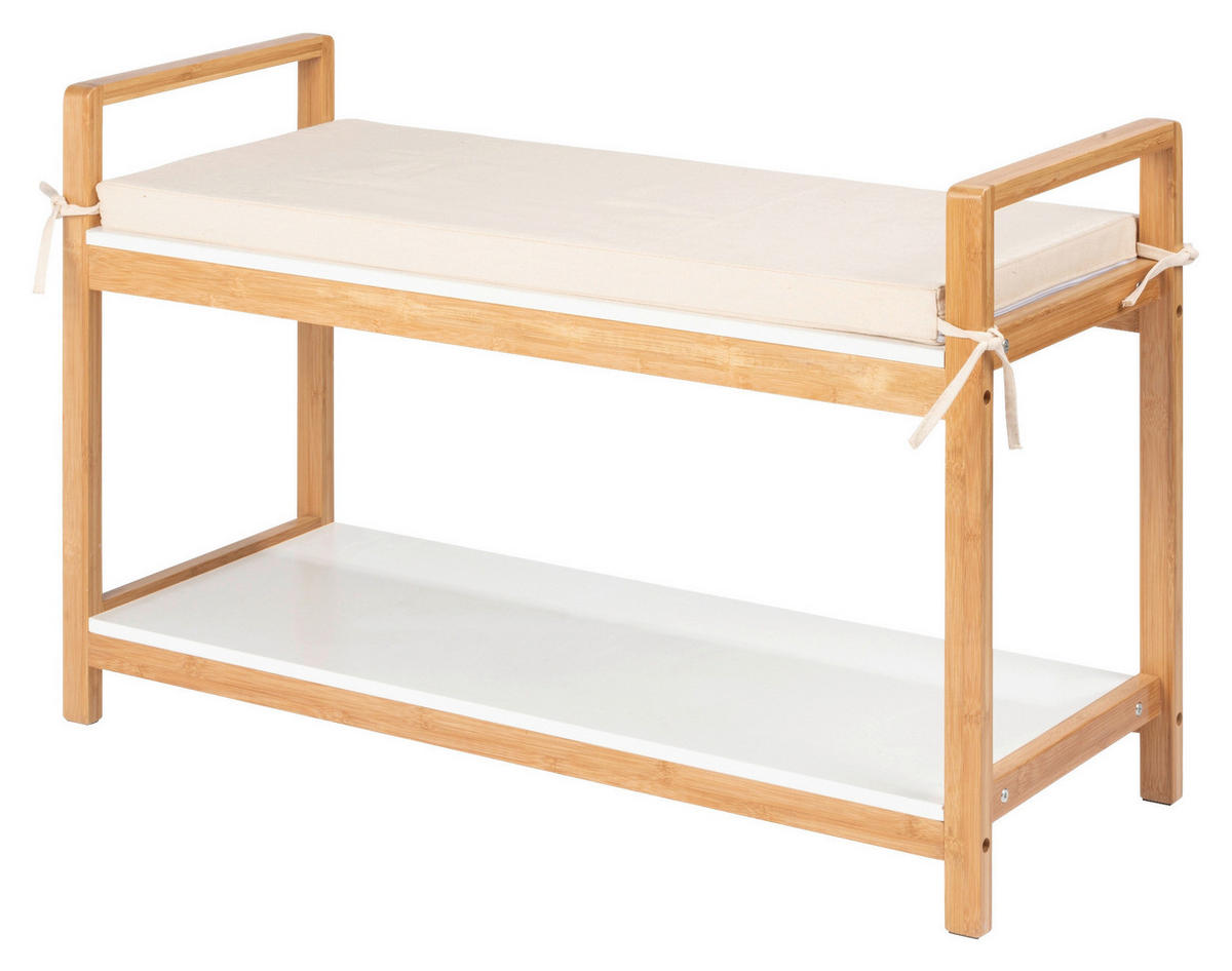 Schuhbank Finja weiß Bambus B/H/T: ca. 90x55x34 cm Finja - weiß (90,00/55,00/34,00cm)