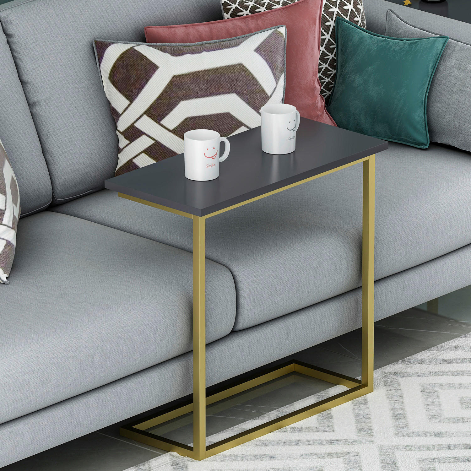 Beistelltisch Narin anthrazit gold Optik Metall B/H/T: ca. 64x62x30 cm Narin - gold/anthrazit (64,00/62,00/30,00cm) - moebel17